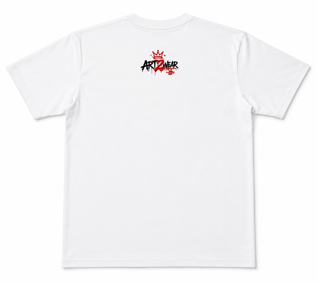 ART2WEAR Signature Logo Tee – Front & Back Graphic Streetwear T-Shirt (White)