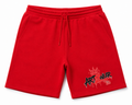 ART2WEAR Signature Logo Fleece Shorts – Red Streetwear Shorts