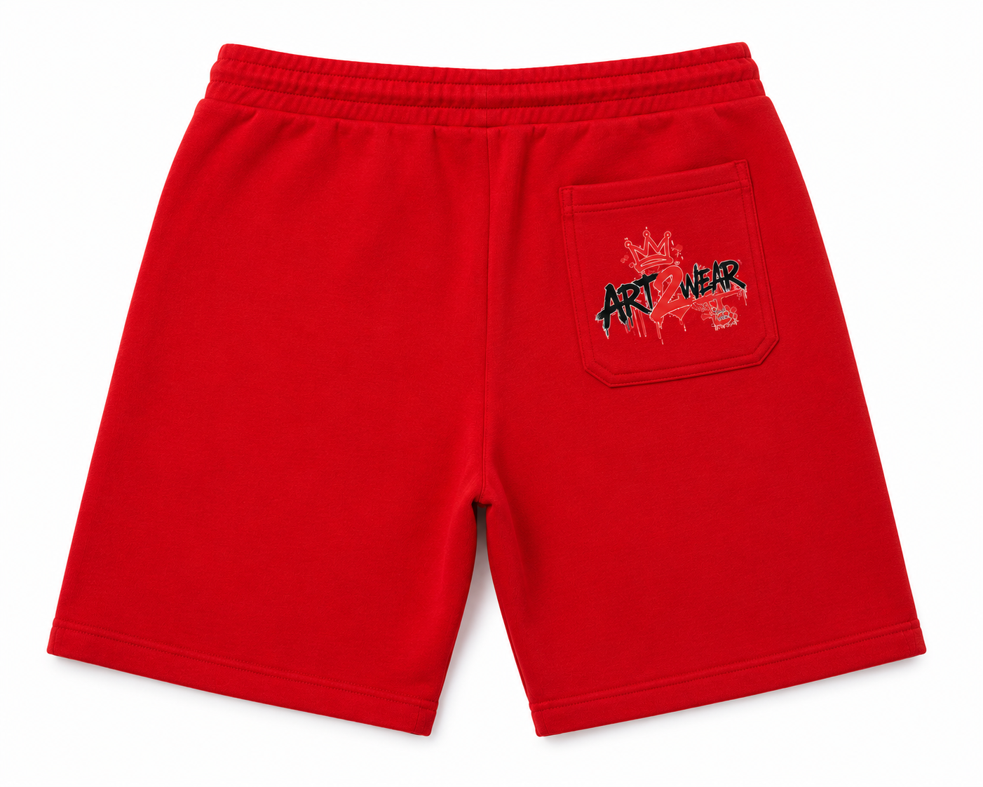 ART2WEAR Signature Logo Fleece Shorts – Red Streetwear Shorts