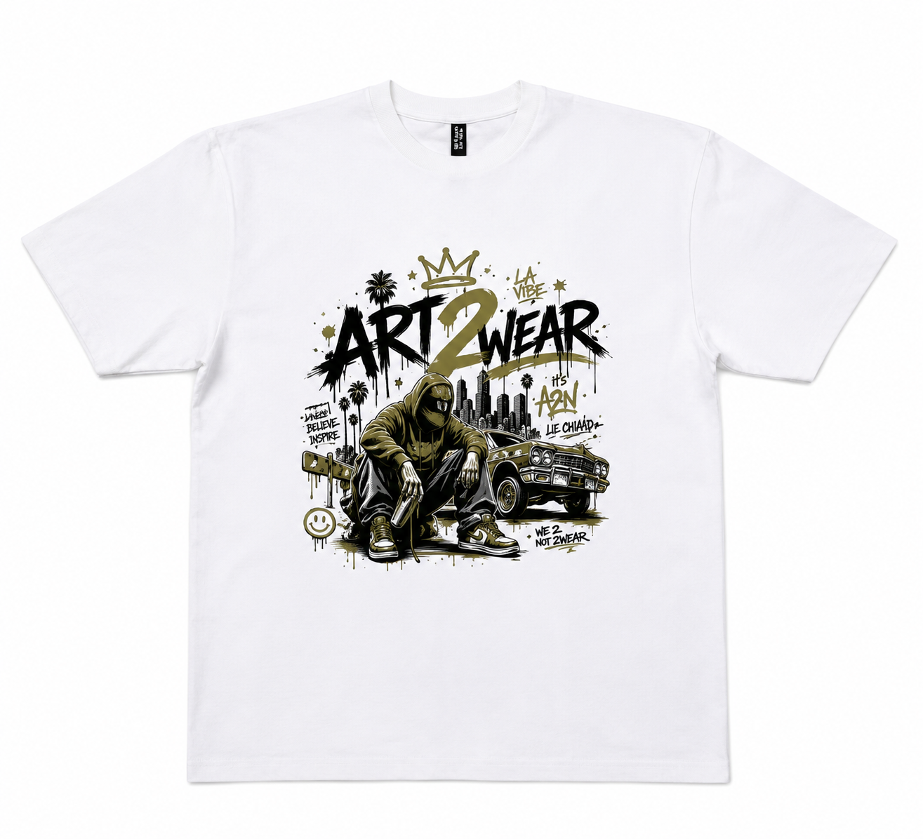 ART2WEAR Olive Edition Graphic Tee – White Streetwear T-Shirt
