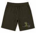 ART2WEAR Olive Edition Logo Shorts – Olive Green Streetwear Fleece Shorts