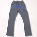 Dark gray sweatpants with blue A2WEAR wordmark and crowned A2W logo, Art to Wear streetwear pants